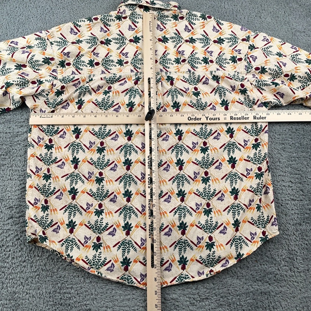 VTG Columbia Shirt Womens Medium Cream All Over Print Floral Nature Lightweight - Picture 8 of 12